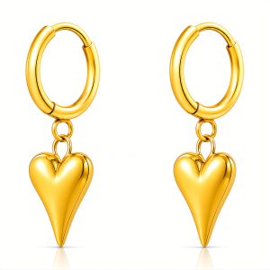 "Hearts" Earrings, 18K Gold Plated Steel