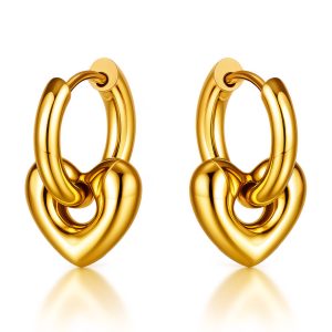 "Hearts" Earrings, 18K Gold Plated Steel