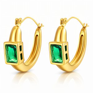 Earrings, 18K Gold Plated Steel