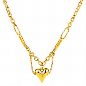 "Heart" Necklace, 18K Gold Plated Steel