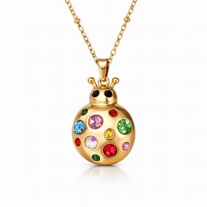 "Ladybug" Necklace, 18K Gold Plated Steel
