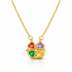 "Flower" Necklace, 18K Gold Plated Steel